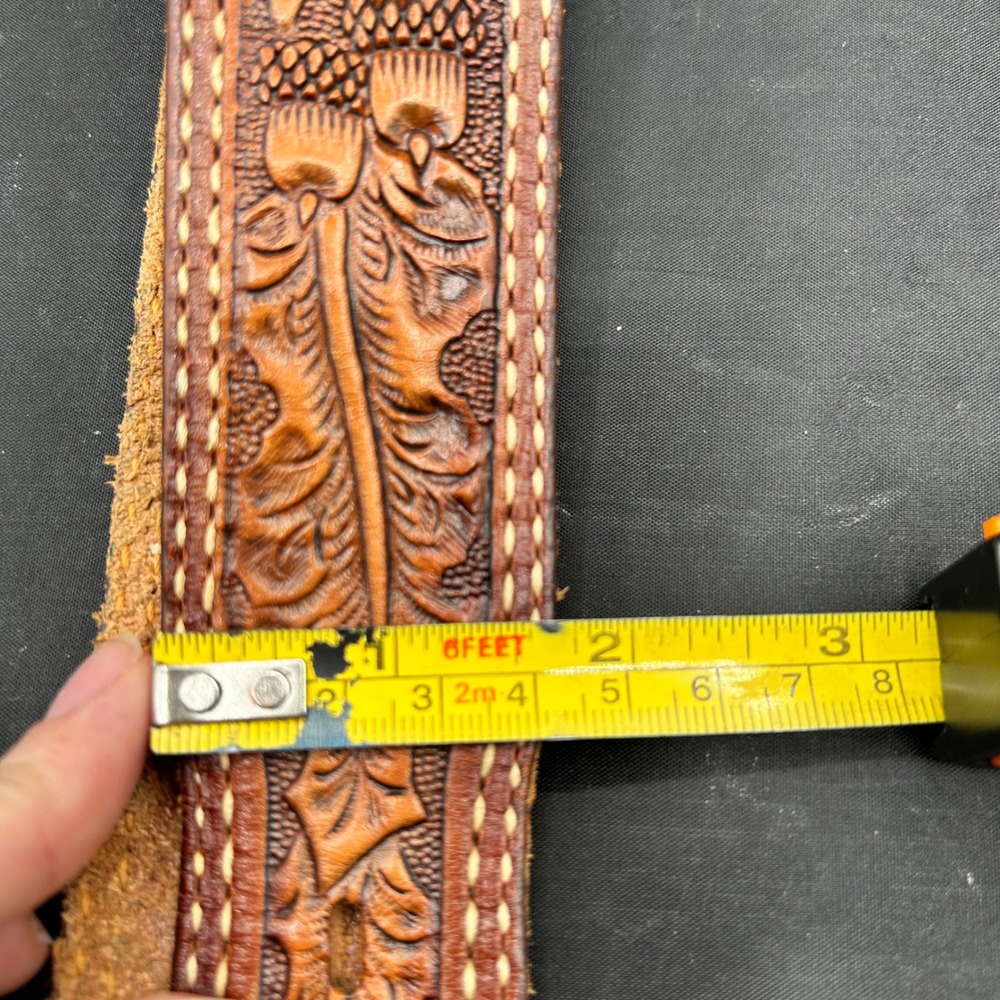 VTG Tony Llama Tooled Leather Belt State of Texas Buckle Western USA Men Size 36 - Picture 7 of 7